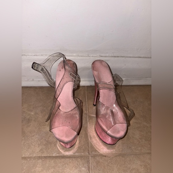 Pleaser Esteem Pink Heels - Picture 2 of 6